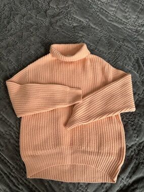 Wilfred Peach salmon Pink Chunky Turtleneck Merino Wool Sweater XS